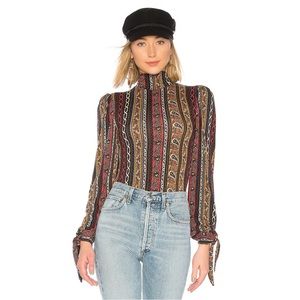 Free People Retro Printed Long Sleeve Donatella Turtleneck Top